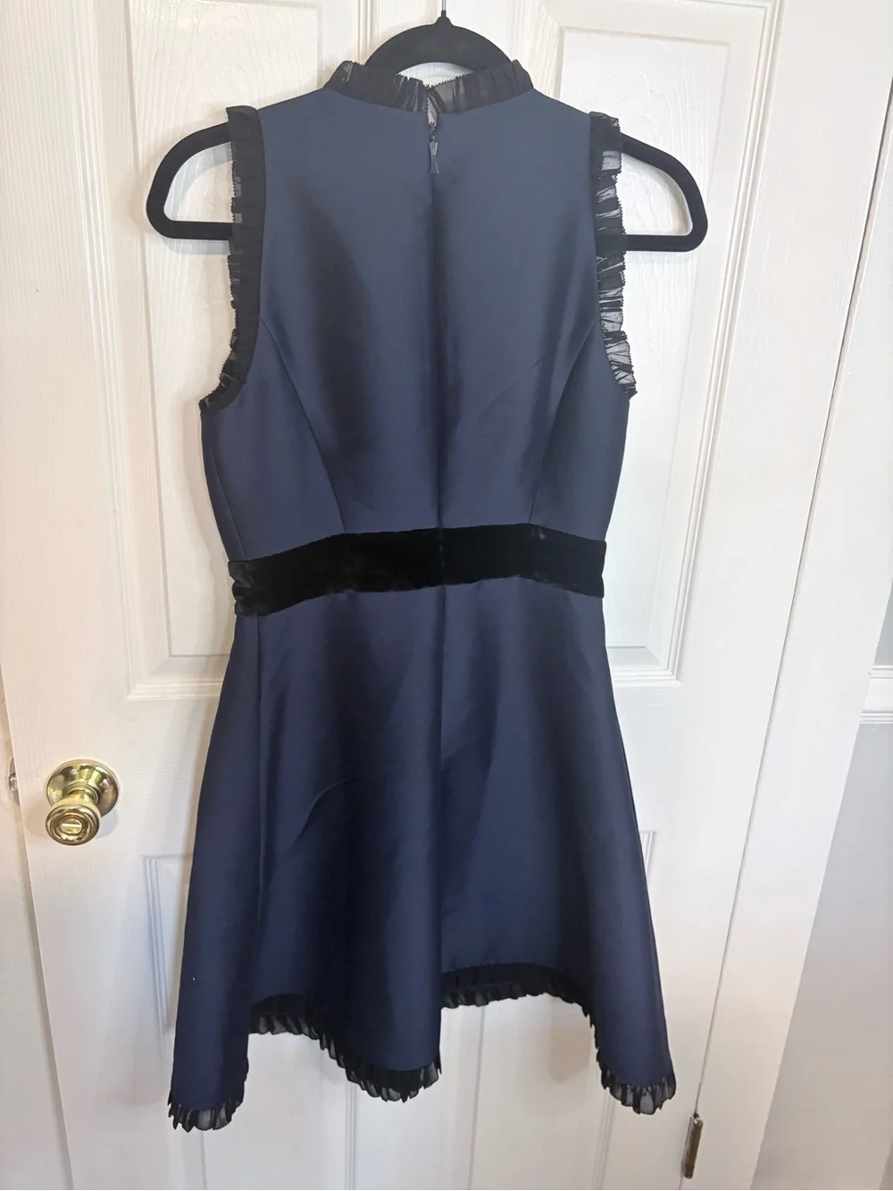 Kate Spade New York Navy Fit & Flare Dress Velvet Bow Size 2
